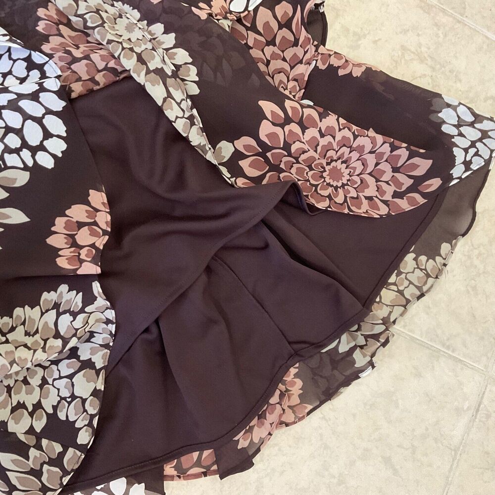 SL Fashions Layered Mini fairy Core Dress women’s Size 16 floral browns & lined - Picture 12 of 12